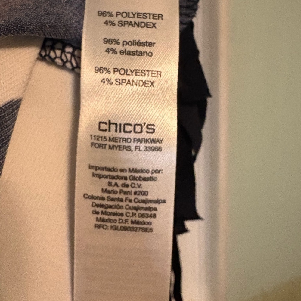 Chico's Black and White Asymmetrical Short Sleeve Tunic - Picture 3 of 7